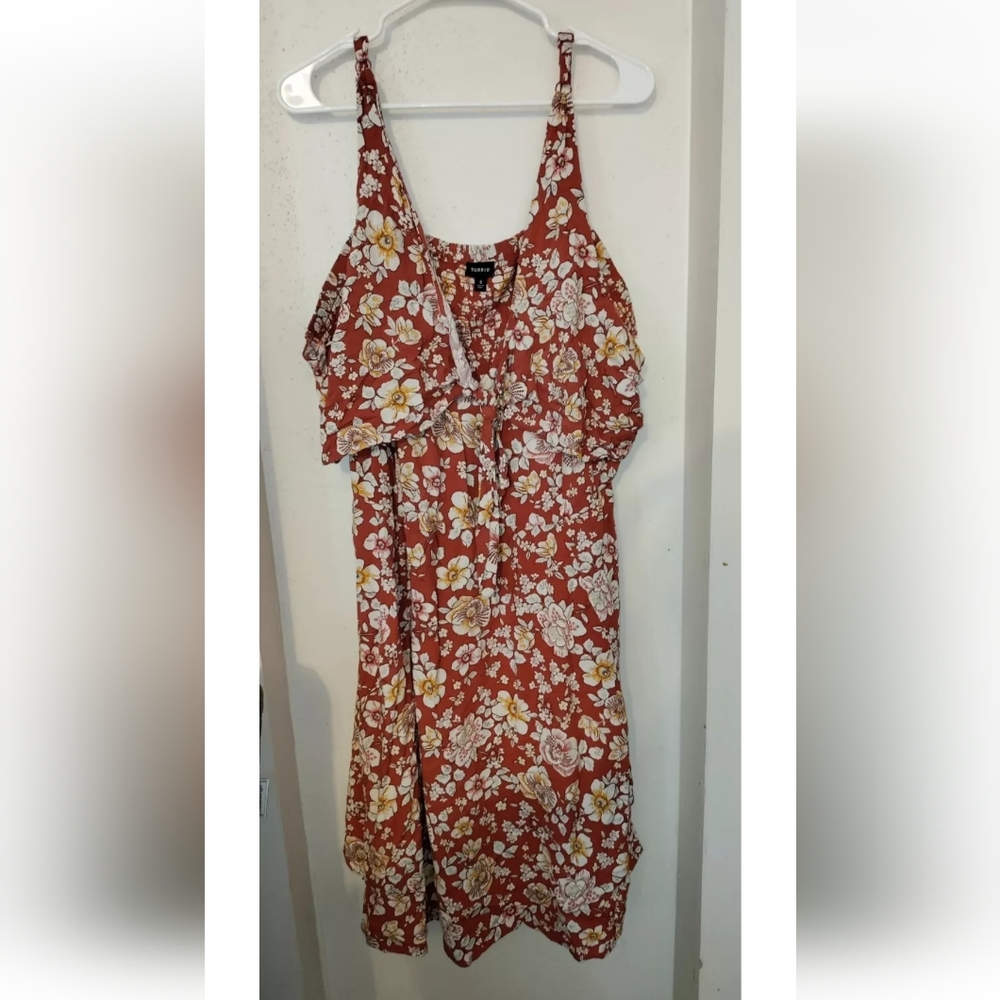 Torrid 5X Orange Floral Sleeveless Summer Dress